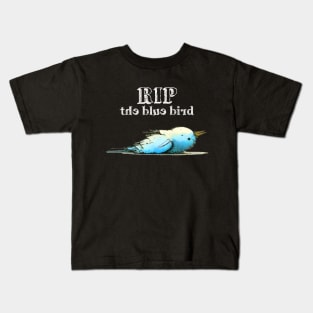 The Blue Bird Social Media is Dead to Me, No. 5: RIP the Blue Bird on a Dark Background Kids T-Shirt